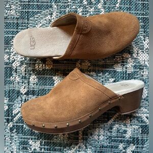 UGG Brown Suede Mules with Studded Detail